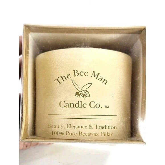 The Bee Man Candle Co.100% Pure Bees Wax Traditional Pillar Burns 40 hrs 3x3" - Picture 1 of 10